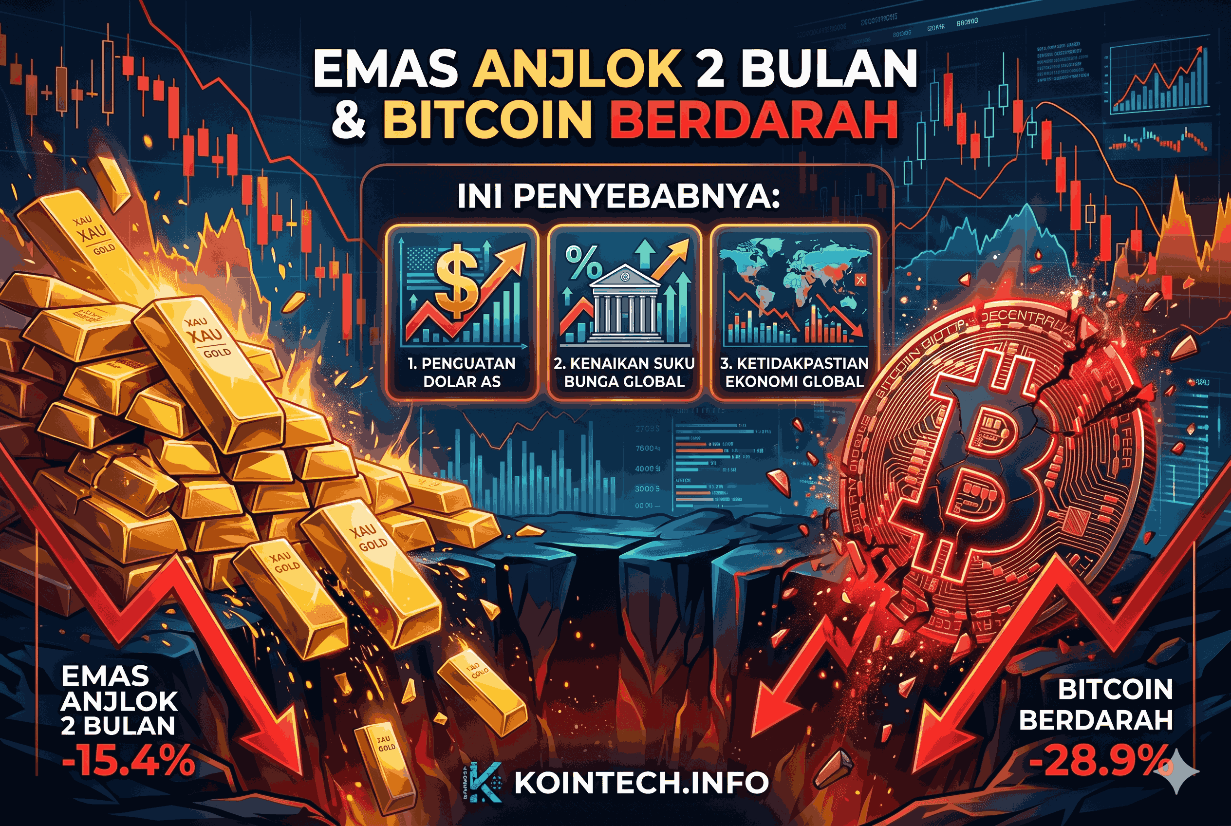 Emas Anjlok 2 Bulan & Bitcoin Berdarah, Ini Penyebabnya