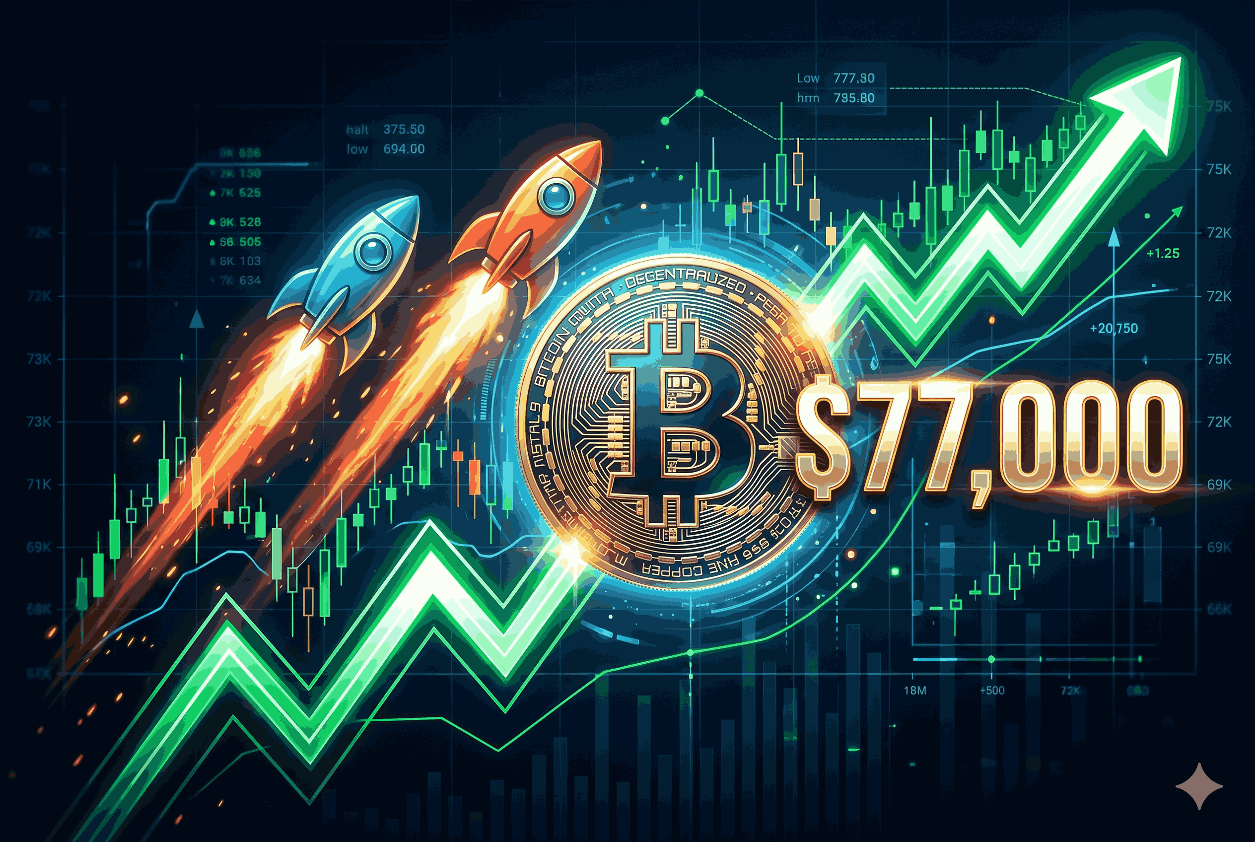 Market Panas! 2 Altcoin Terbang Saat Bitcoin Sentuh $77.000