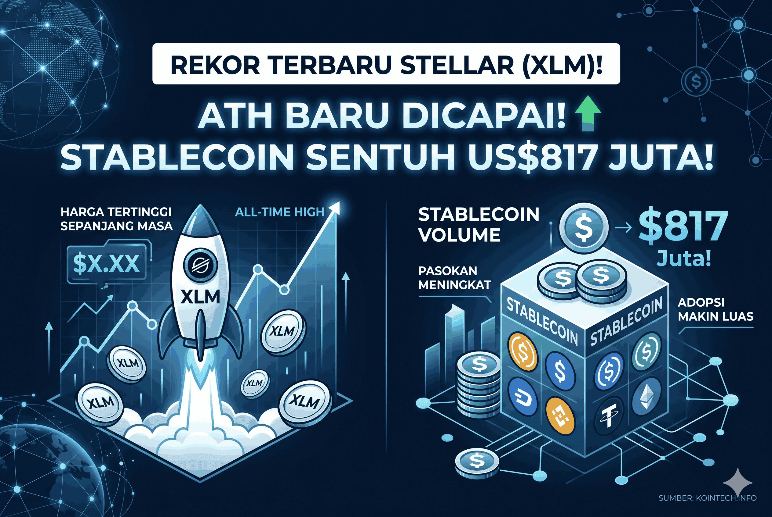 ATH Baru Stellar (XLM)! Stablecoin Sentuh US$817 Juta