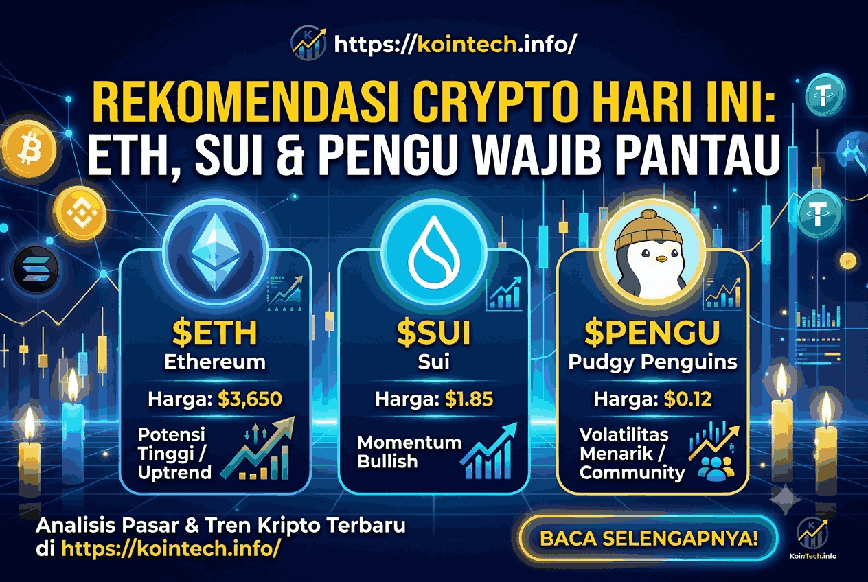 Rekomendasi Crypto Hari Ini: ETH, SUI & PENGU Wajib Pantau
