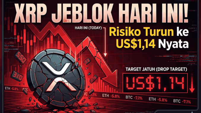 XRP Jeblok Hari Ini! Risiko Turun ke US$1,14 Makin Nyata