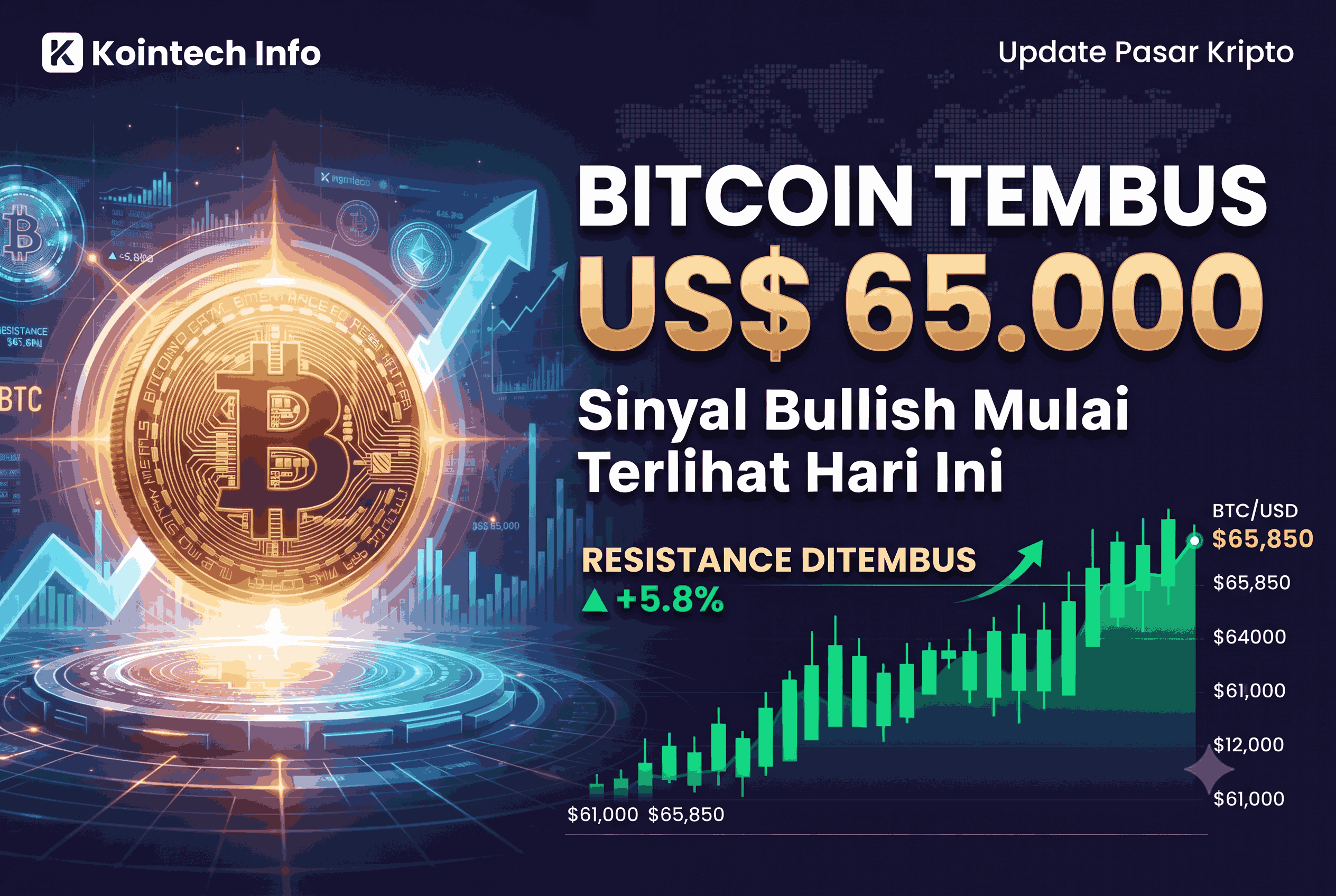 Bitcoin Tembus US$ 65.000, Sinyal Bullish Mulai Terlihat Hari Ini