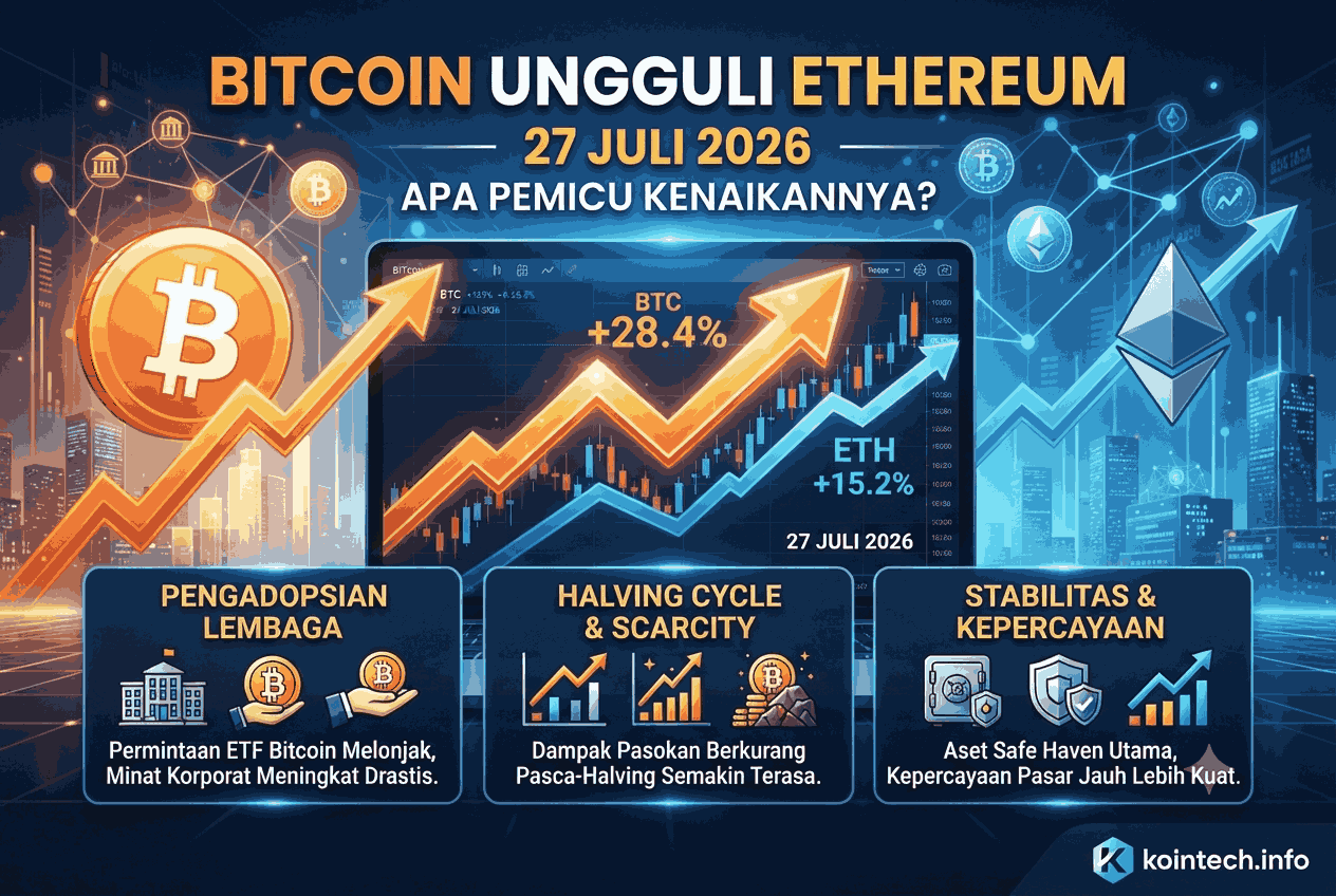 Bitcoin Ungguli Ethereum 27 Juli 2026, Apa Pemicu Kenaikannya?