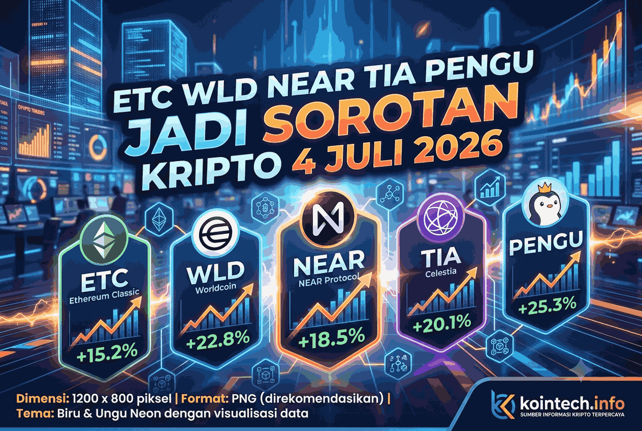 ETC, WLD, NEAR, TIA & PENGU Jadi Sorotan Kripto 4 Juli 2026