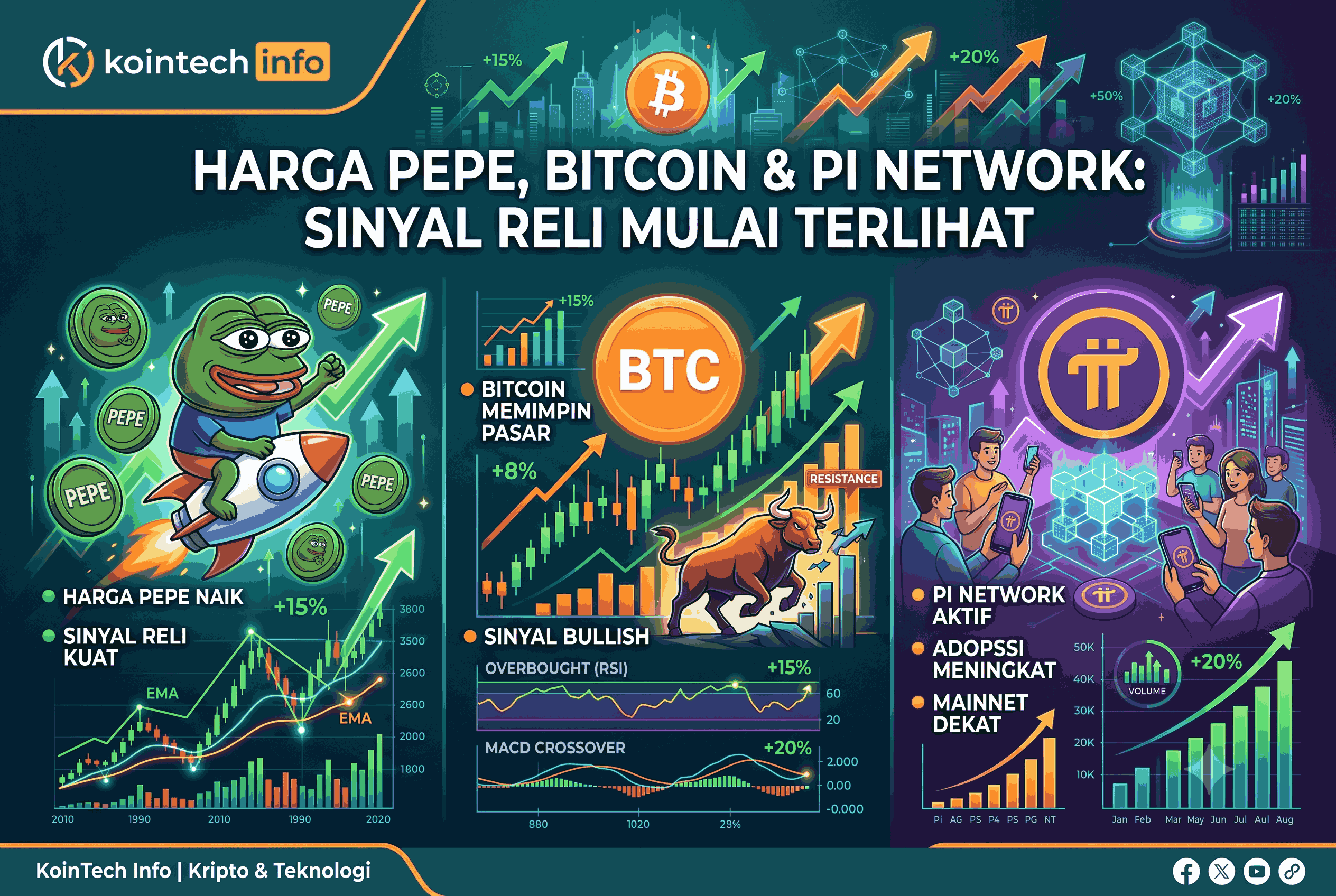 Harga Pepe, Bitcoin dan Pi Network, Sinyal Reli Mulai Terlihat?